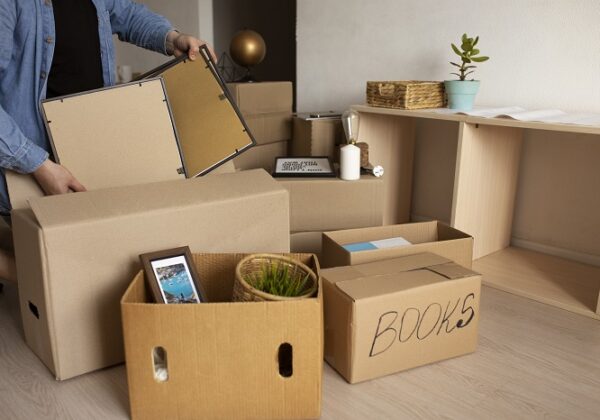 1. cardboard box storage